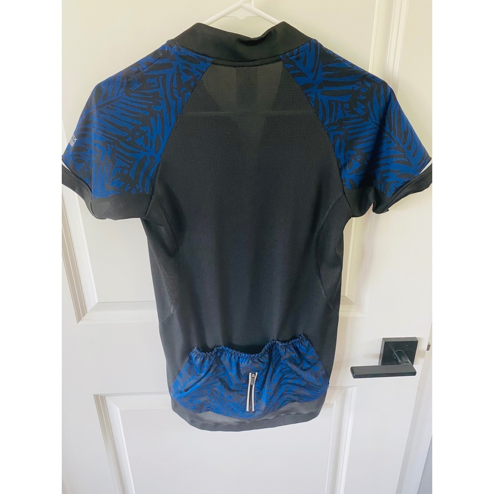 VSX Victoria's Secret Sport Cycling Jersey Blue Black Palm Print Size S P - Picture 2 of 5